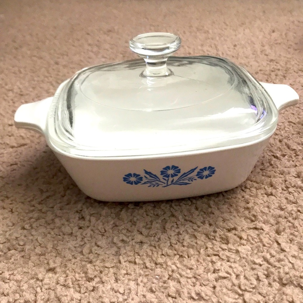 corningware petite pan with cornflower design